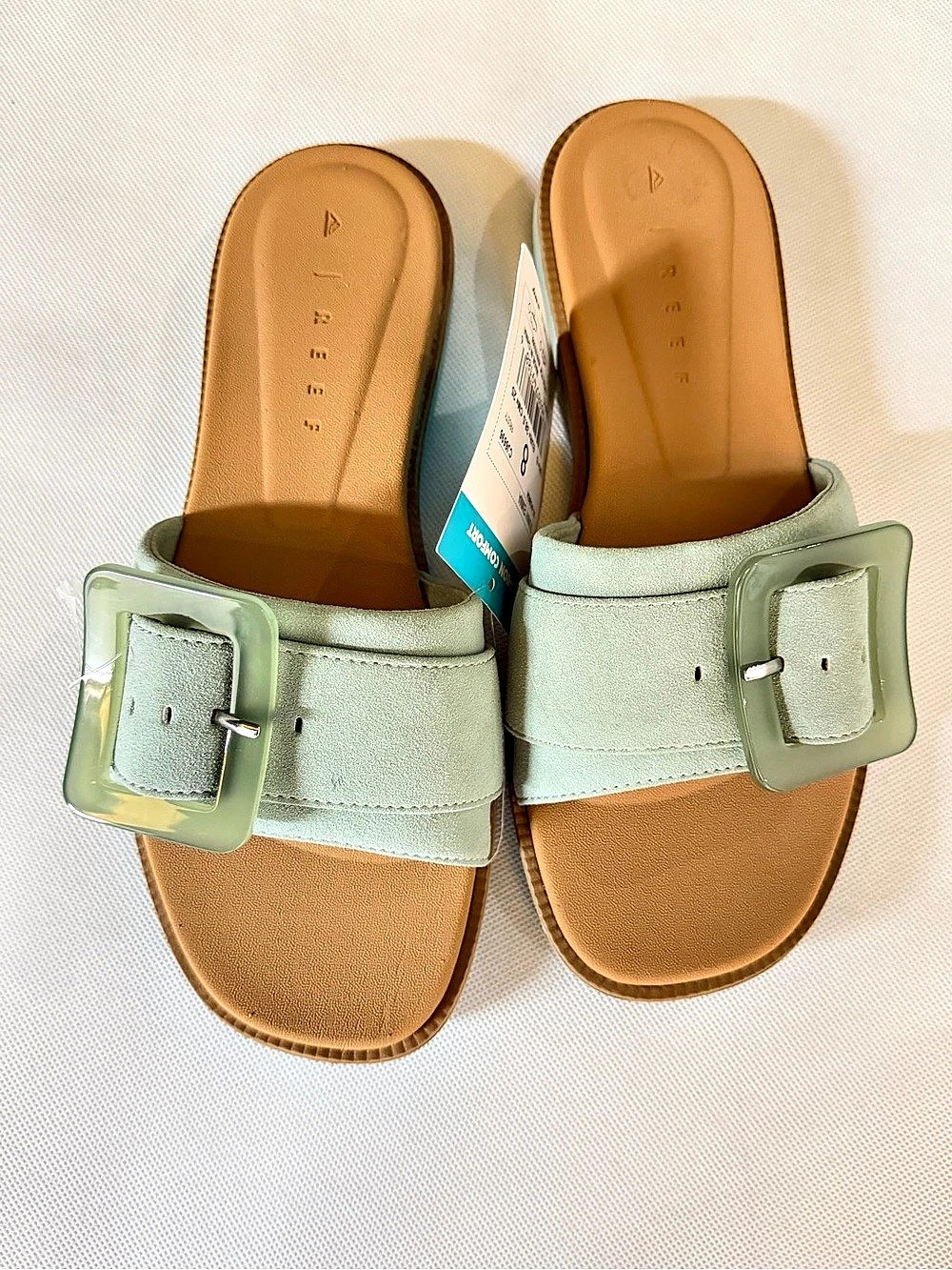 REEF Sunny Emma Frosty Suede Buckle Slide Sandals Size 8 NWT